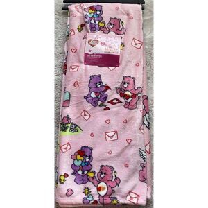 Care Bears Love A Lot Bear Throw Blanket 50 X 70” Valentines Love Letters NEW